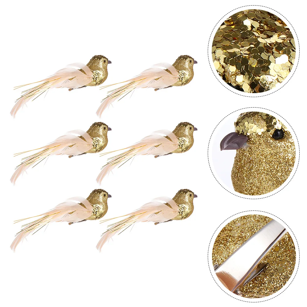 

6 Pcs Artificial Birds Christmas Decoration Tree naments Mini Realistic Bird Model Toys Kids Educational Froth Craft