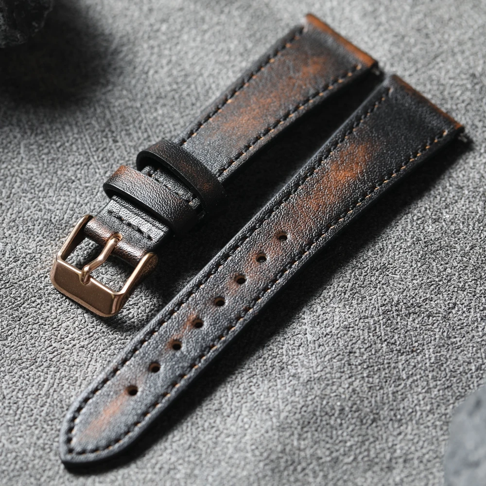 

Винтажный кожаный ремешок ручной работы, 18, 19, 20, 22 мм, быстросъемный, мягкий ультратонкий ремешок, совместимый с антикварными цепочками для часов