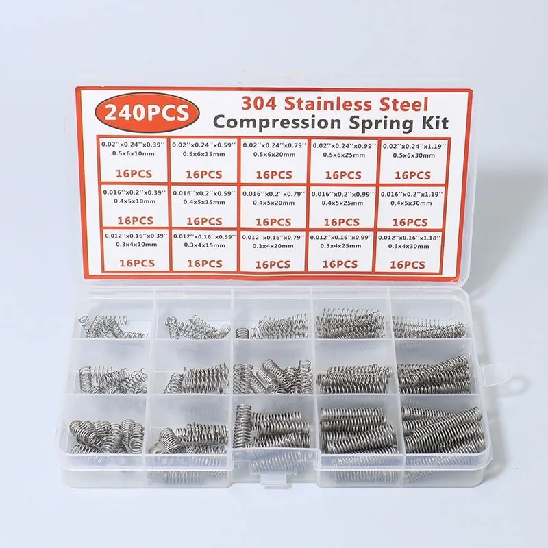240PCS Compression Spring Combination 304 Stainless Steel Compression Spring Combination Set