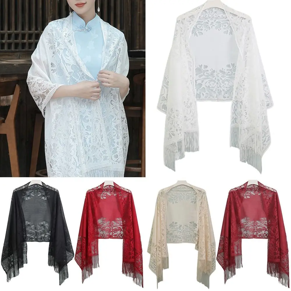Cloak With Tassel Women Shawl Hollow Multicolored Wedding Bridal Shawl Evening Prom Cape Party