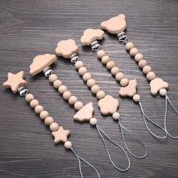 Animal Shape Beech Baby Pacifier Clip Wooden Round Beadsd Anti-Drop Baby Nipple Chain Dummy Holder Soothe Nursing Teething Toy