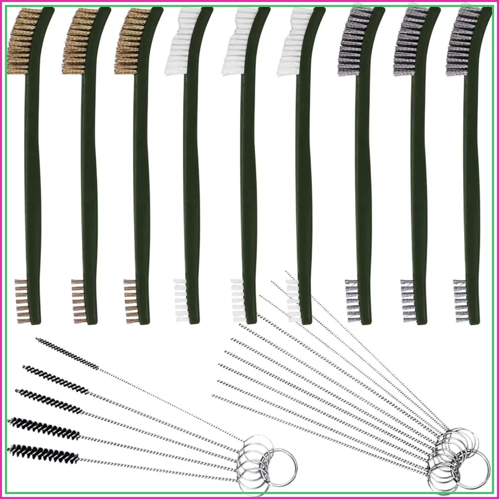

9-Piece Wire Brush Set: Brass, Steel & Nylon for Car Detailing