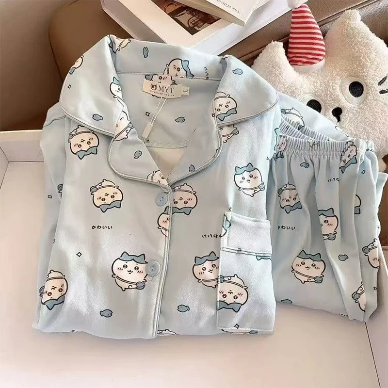 For Chiikawa Pajamas Set Women Autumn Winter Fleece Thickened Warm Kawaii Loungewear Home Sleepwear for Girls Students Gift - view 6