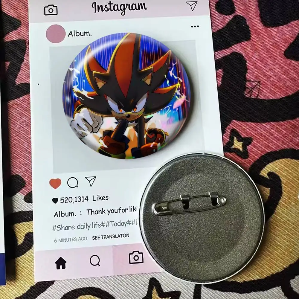 Shadows S-Sonics Hedgehog   Laser Badge Creative Pins Brooch for Bag Clothes Hat Decor Gifts Fans Collect