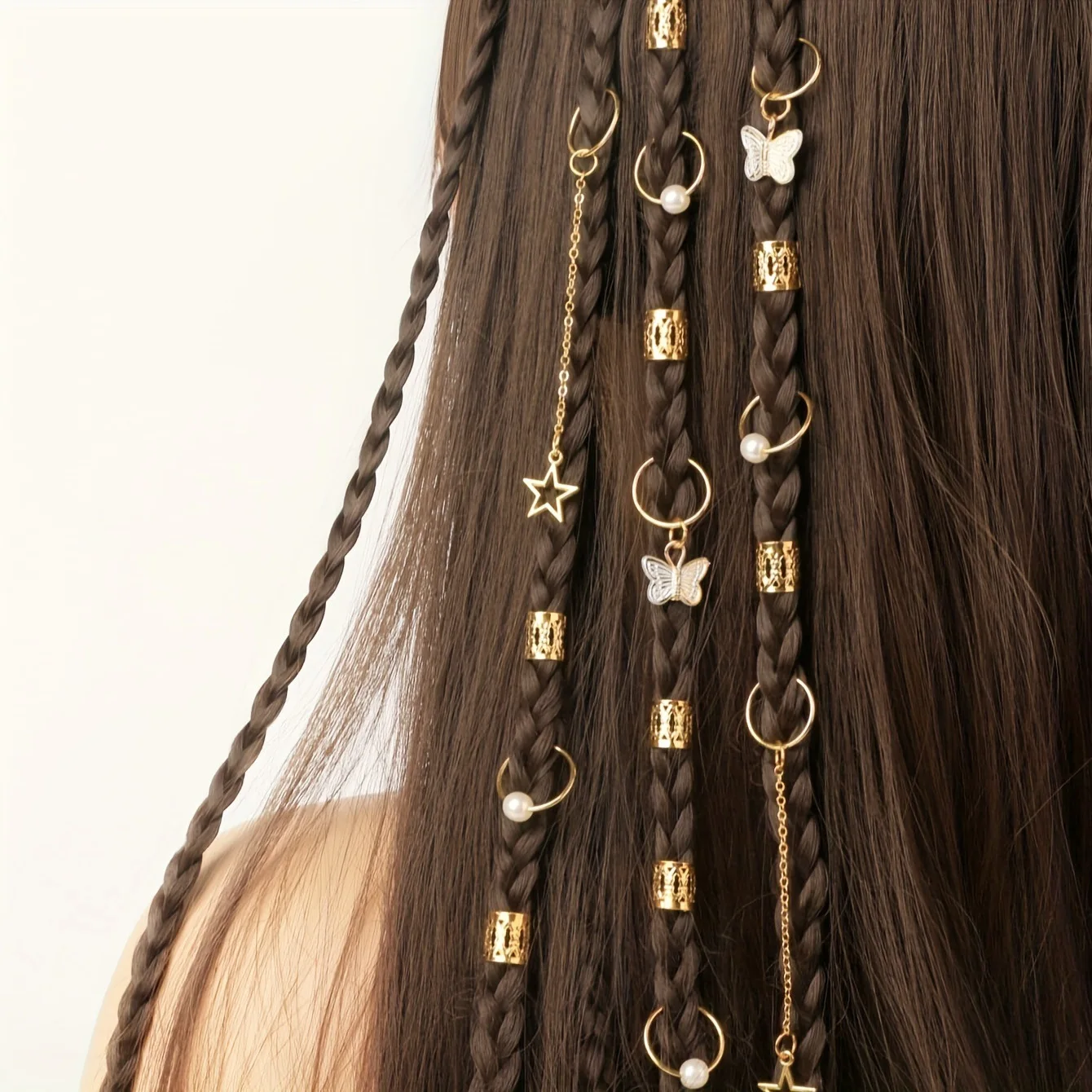 

Personalized star moon combination wig dreadlocks alloy pendant hair ring hair ring pendant