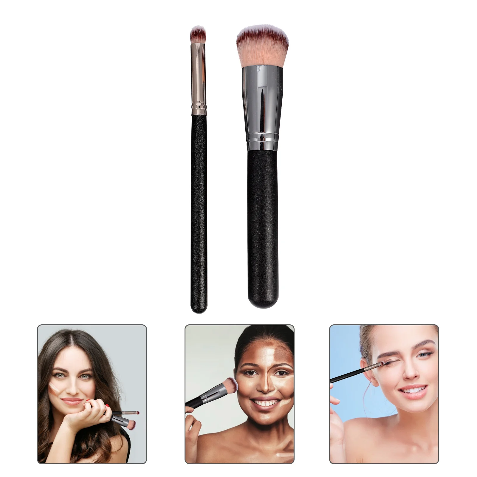 2pcs Makeup Foundation Brush Set Synthetic Bristles For Sunless Tanning Self Tanner Smooth Blending Daily Professional Use