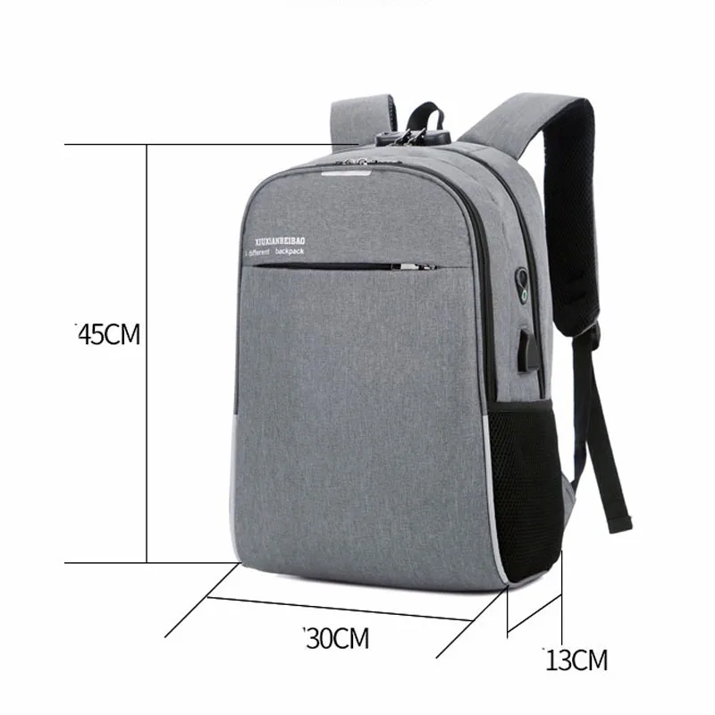 Bolsa escolar para estudiantes universitarios con cerradura de combinación, mochila informal de negocios para computadora, mochila antirrobo para hombres, viaje, carga USB