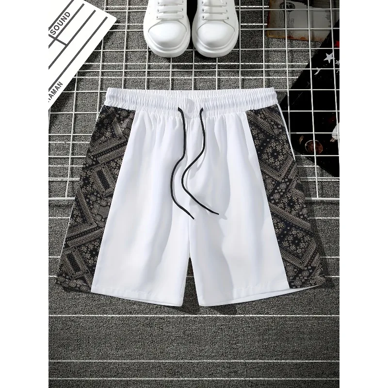 

Men's Casual Spliced Shorts - Fashion Short Beach and Sportswear, Medium and Long with Drawstring Waist