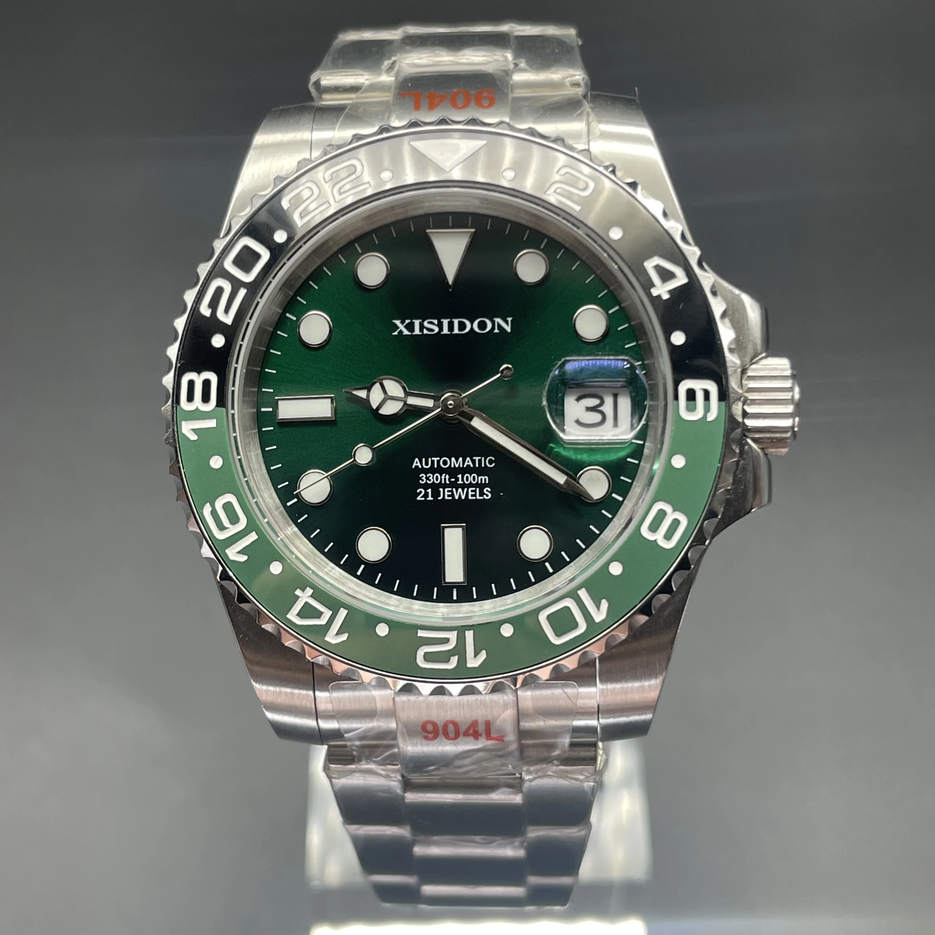 

XISIDON 40mm upscale men's green ghost mechanical watch sapphire glass waterproof MIYOTA8215 stainless steel watch