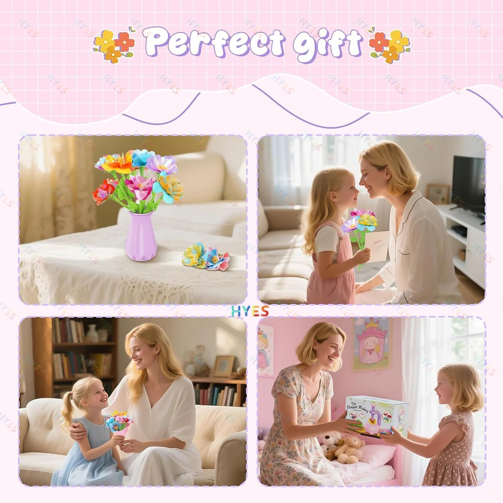 DIY Your Flower Bouquet Kids Educational DIY Flower Bouquet Set Children Crafts Kits Toys Make Flower Gift for Birthday Festival