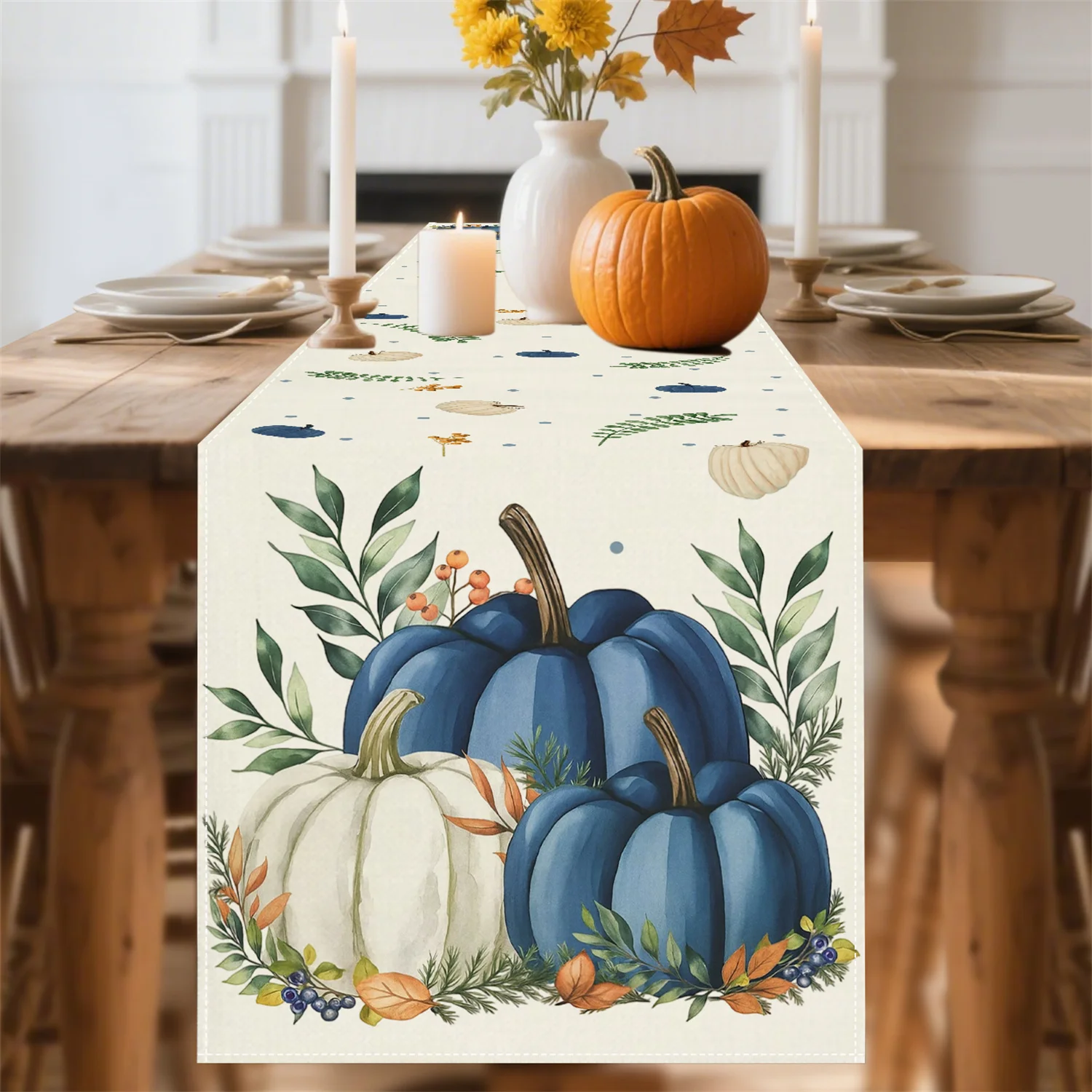 1 Piece of Pumpkin Berry Autumn Leaf Autumn Table Runner, Suitable for Restaurants, Homes, Harvest Parties, Pastoral Style Decorations, and Market Displays.