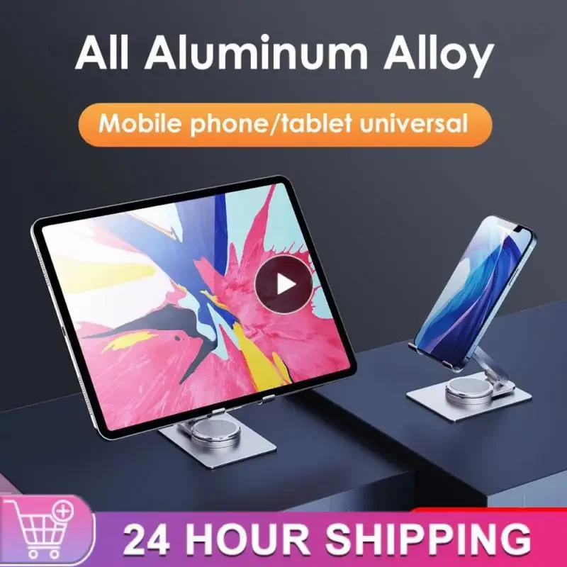 Алюминиевый держатель для настольного телефона RYRA на 360° °   Вращающийся металлический складной кронштейн для рассеивания тепла для телефона iPad в пределах 12,9 дюйма