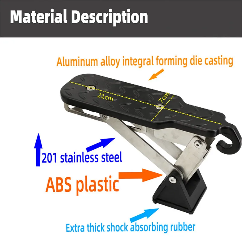 Chrome-Plated Aluminum Alloy Car Foot Pedal Step Board with Hook, Universal Vehicle Auxiliary Running Boards for Easy Access