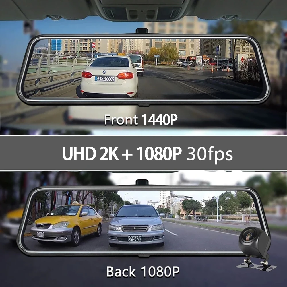 10Inch Car DVR Dual Lens 2K UHD Dash Cam for Cars WIFI Car Video Recorder 24H-Video Parking Monitor Black Box Car accessory