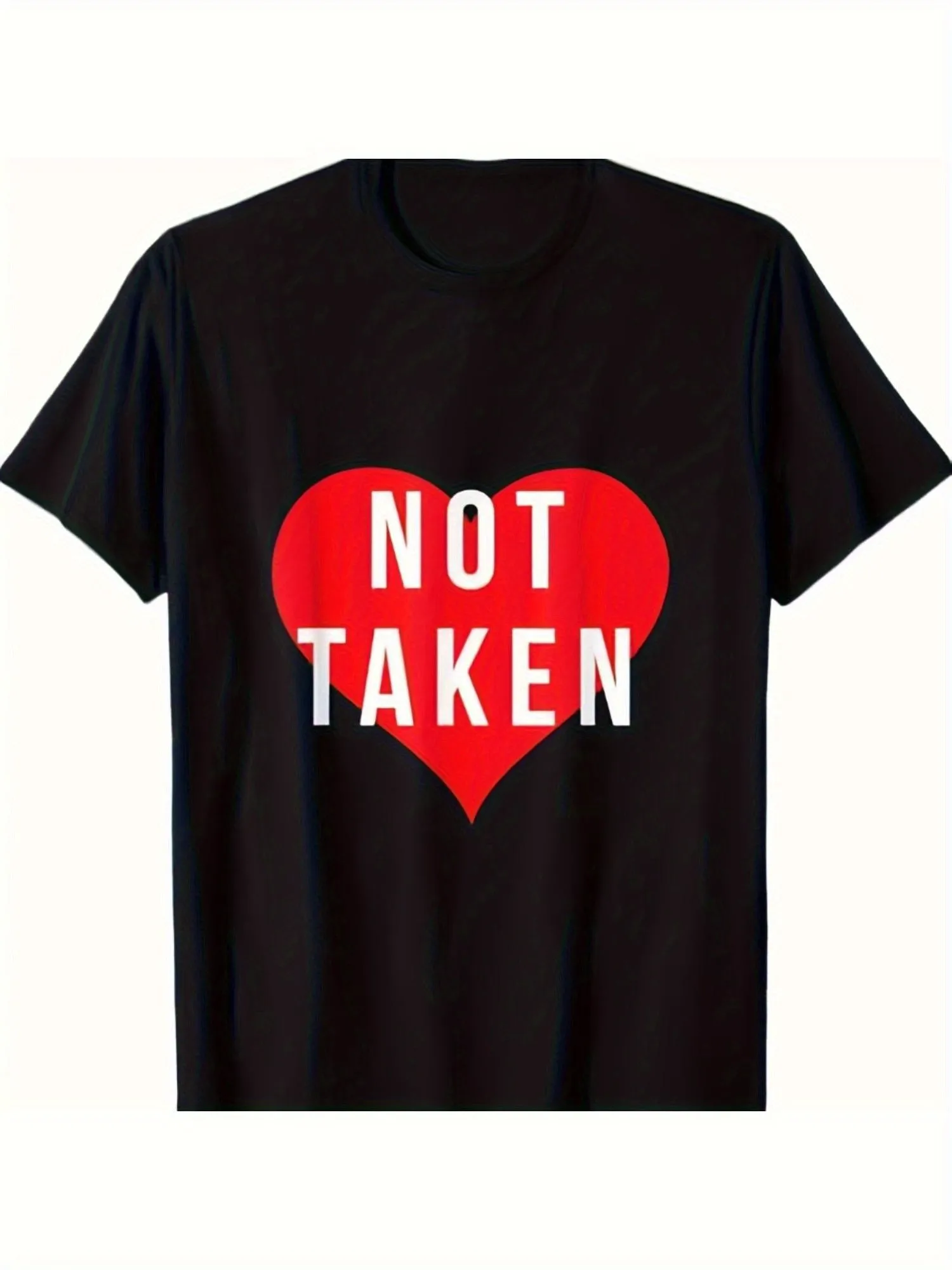 

Heart-Shaped Pattern T-Shirt Not Designed for Valentine's Day, Unisex Black Cotton Fun Short-Sleeve Crew Neck Top, 100% Pure Cotton, Machine Washable, Suitable for Couples' Parties and Everyday Wear, Easy-To-Print Shirt, Soft Fabric, Comfortable Fit, Coup