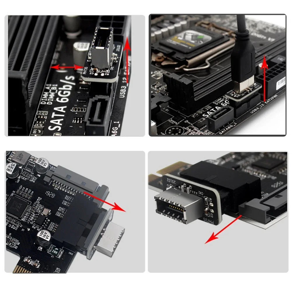 2PCS/Lot USB3.0 19PIN/20PIN To Type-E 90 Degree Adapter Chassis Front Type E 10Gbps Plug-In Port for Computer Motherboard