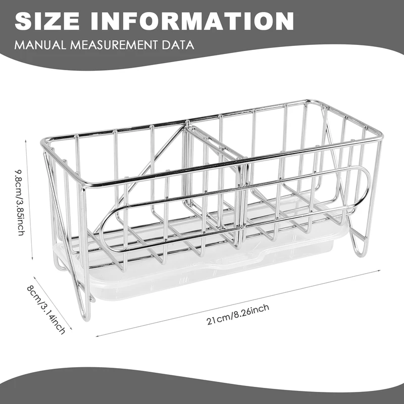 ステンレス製シンク用キャディオーガナイザー、カウンタートップスポンジブラシ、キッチン用ドレンパン付き石鹸ホルダー、新品