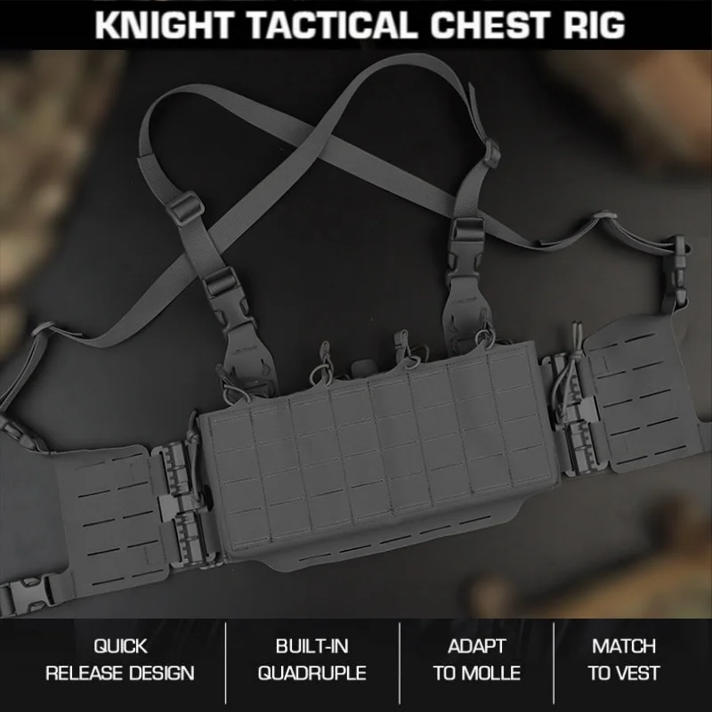 

Knight Hunting Chest Hang, Quadruple 5.56 7.62 Magazine Bag Front Panel, Double sided Quick Detachment