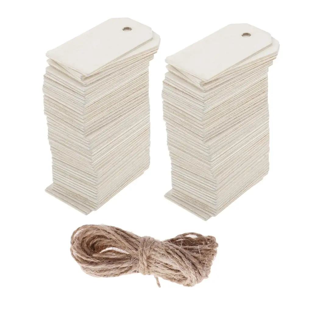 

100 Gift Tags Blank Wooden Hanging Label for Wedding Decoration