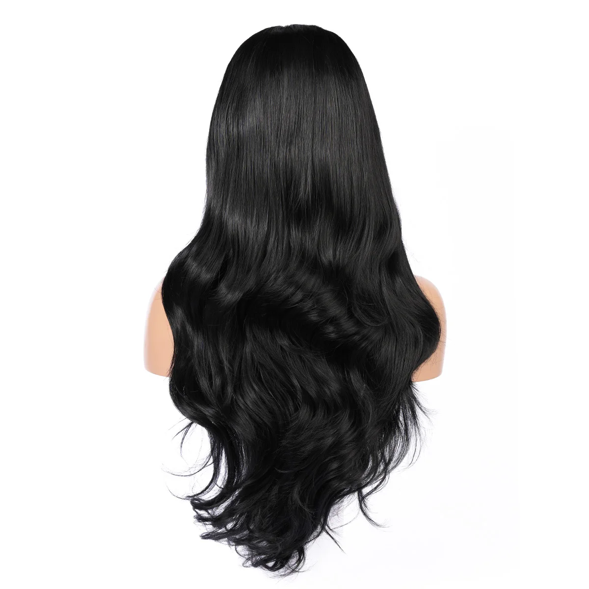 Soft 26Inch Long 180Density Black Wave Preplucked Lace Front Wig For Black Women With Baby Hair Glueless Synthetic Daily