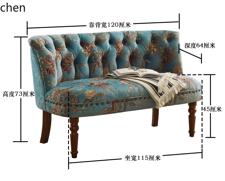 YFY  Living Room Solid Wood Small Sofa Double Sofa Chair Bedroom Makeup Chair Dressing Stool Backrest Leisure Chair