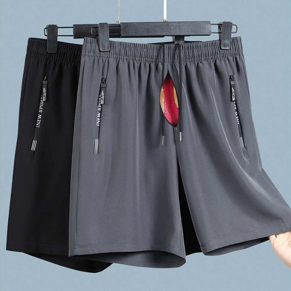 Summer Ice SilkZipper Open Crotch Casual Shorts Pants for Men Couples Sexual Bottoms