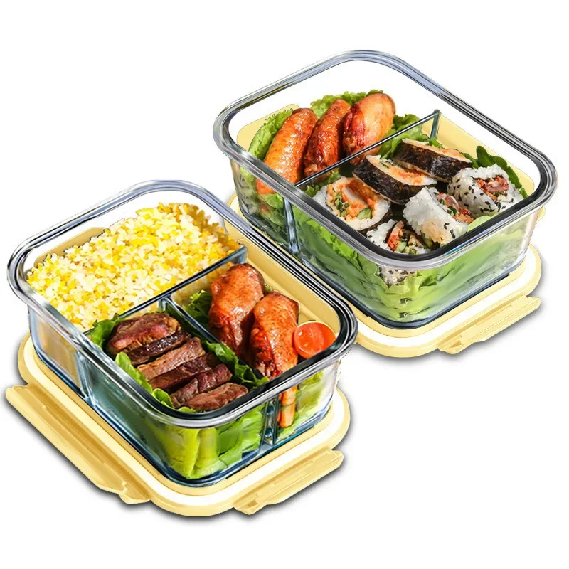 

Glass Food Storage Box, High Borosilicate Microwave Oven, Special Sealed Bowl Container for Heating School Lunch Boxes