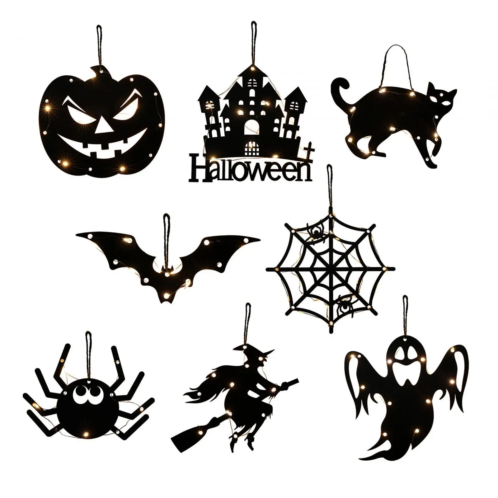 Halloween Lighted Window Decoration for Home Tabletop Halloween Window Decor