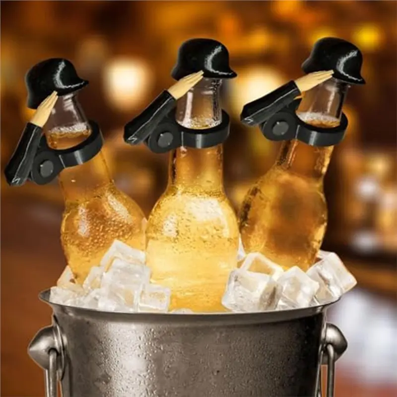 Pack Of 3 Beer Bottle Stopper Beer Bottles, Salute Beer Dustproof Bottle Stopper For Party, Barbecue Party, Bar-AA26
