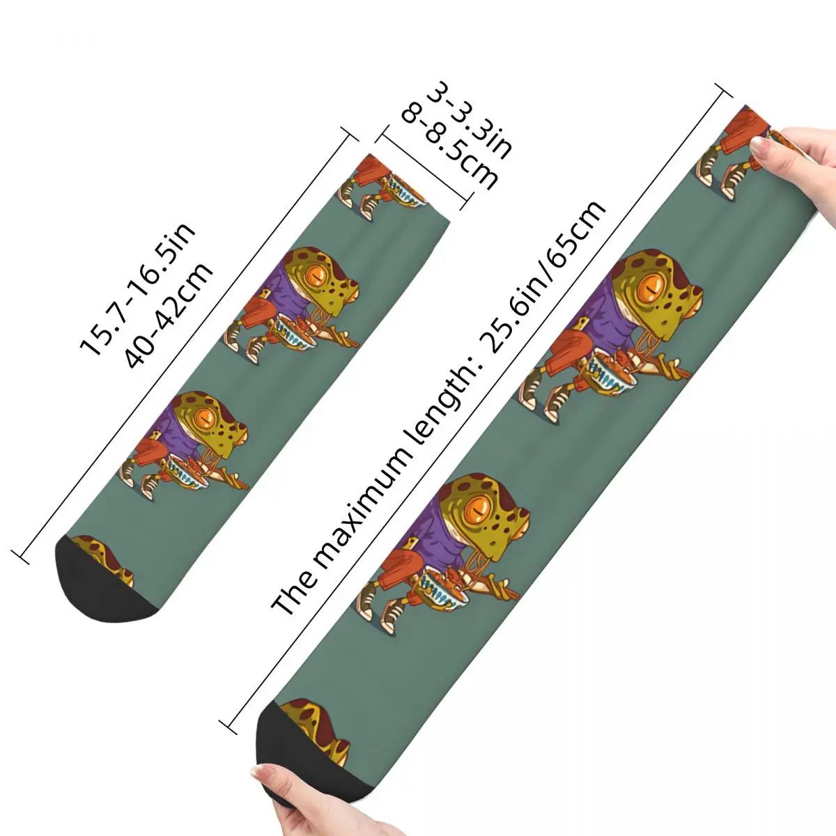 Retro Eating Ramen Noodles Crazy Men's Socks Frog Animal Unisex Harajuku Seamless Printed Funny Novelty Crew Sock Boys Gift