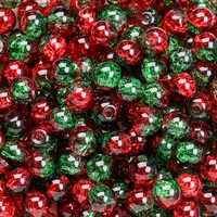 100pcs 8mm Christmas Crystal Glass Crack Beads Red and Green Gradient Spacer Beads for DIY Bracelet Necklace Jewelry Making