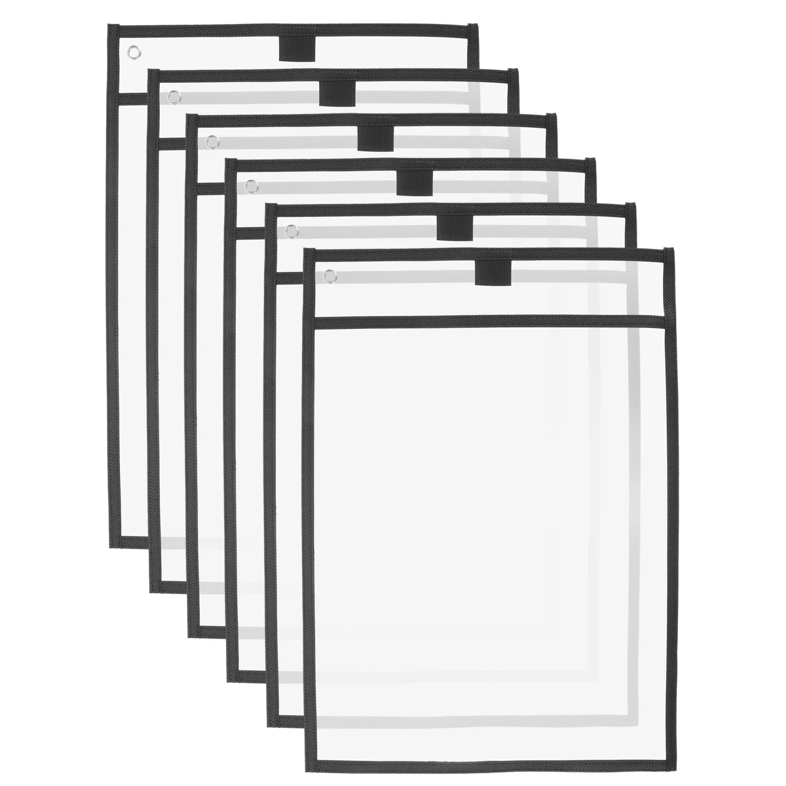 6 pçs claro reutilizável pvc seco apagar bolsos mangas grandes marcador titular para sala de aula escola escritório material de ensino