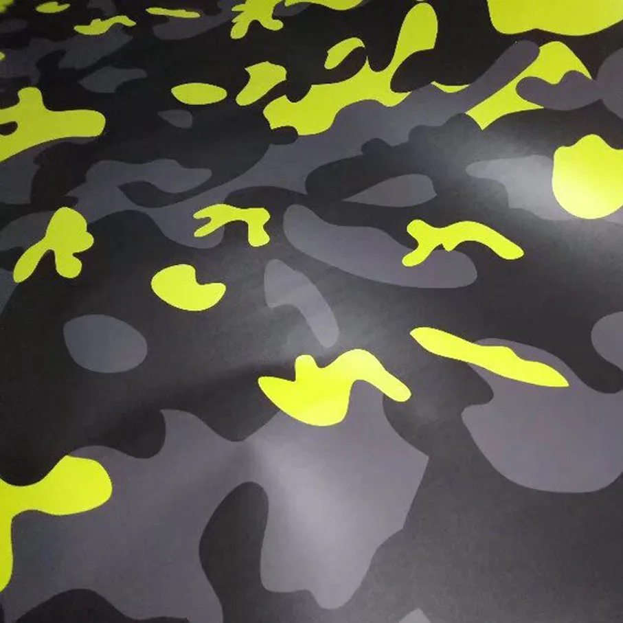 Yellow Digital Printing Camo Vinyl Car Wrap Styling With air bubble Free Pixel yellow Camouflage Graphics Car Sticker Film