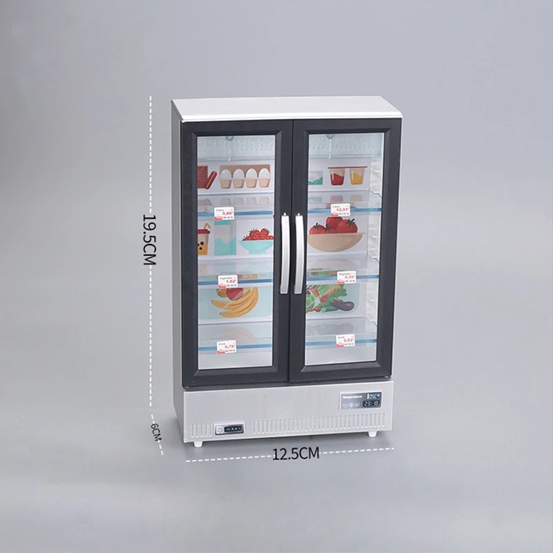 الإبداعية البسيطة محاكاة مزدوجة الباب ثلاجة كبيرة الفريزر الأكثر مبيعا الغذاء اللعب المطبخ الديكور صغيرة ورائعة #4