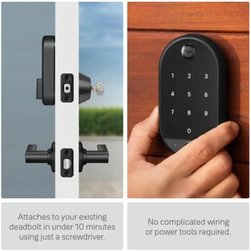 Black Suede Key-Free Smart Entry Door Lock with Wi-Fi Connected Touchscreen Keypad and Biometric Fingerprint Scanner