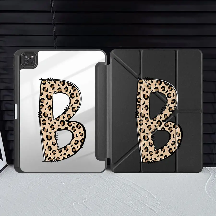 Leopard Letter B Holder Cover Tablet Case For iPad Mini 6 7 Pro 11 10 9 8 7 th 12.9inch Pro 2025 Air 4 5 M3 M2 M4 11inch