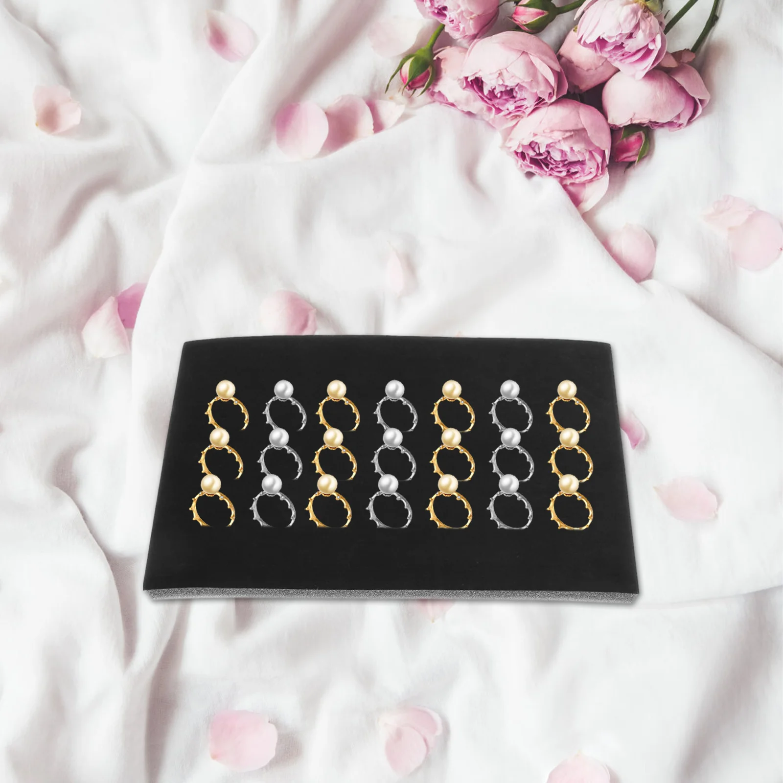 Bandeja de joias preta com inserção de espuma, anel, brinco, organizador de exibição para caixa de joias, solução de armazenamento empilhável