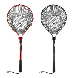 Telescoping Fishing Landing Net Folding Fishing Net With Handle Portable Silicone Mesh Fish Hand Net Fishing Gear Accessorie