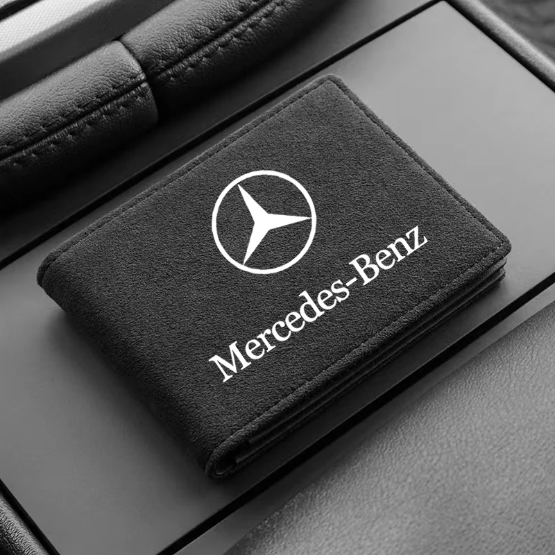 Car Driver License Cover Suede Anti-Fur Car Driving Documents Case Credit Card Holder For Mercedes Benz W210 W211 W212 W221