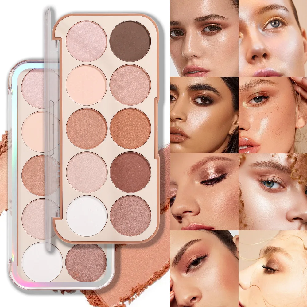 MISS ROSE 10 Colors Glitter Pigments Nude Highlighter Cotour Palette Make-up Baked Minerals Shimmer Highlighter Plaet Cosmetics