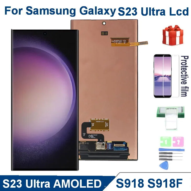 AMOLED LCD Touch Screen Digitizer For SamsungGalaxy S23 Ultra 5G LCD, S918, S918B, S918U ,S918F  AMOLED Display with Defects