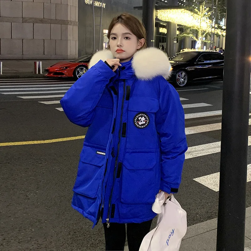 2023 New Women Down Cotton Coat Winter Jacket Female Frock Thicken Loose Parkas Hooded Small Fellow Outwear Design Overcoat