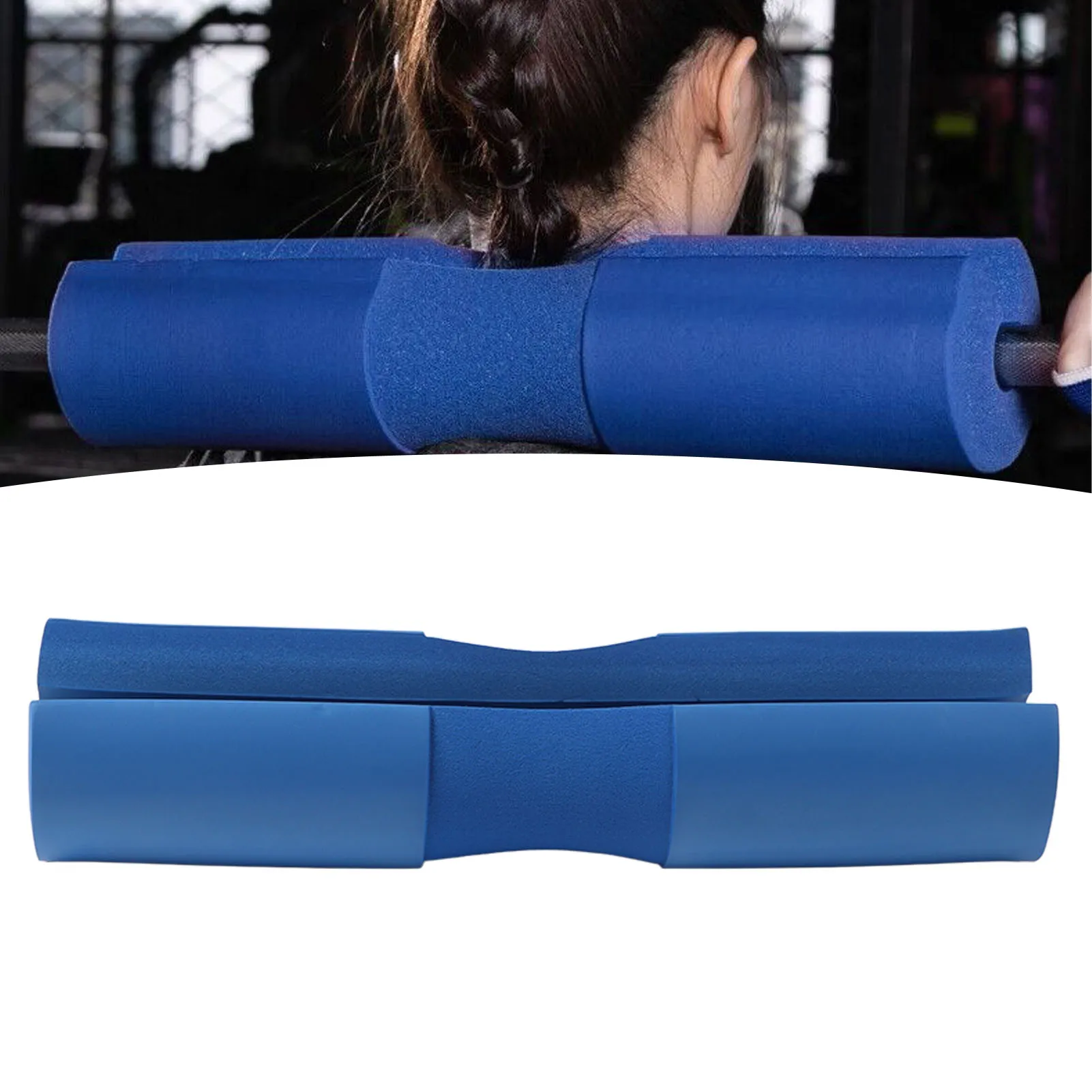 Squat Pad Blue Barbell Pad Thickened Foam Provide Cushion To Neck Shoulder With 2 Strap Squat Accessory For Gym