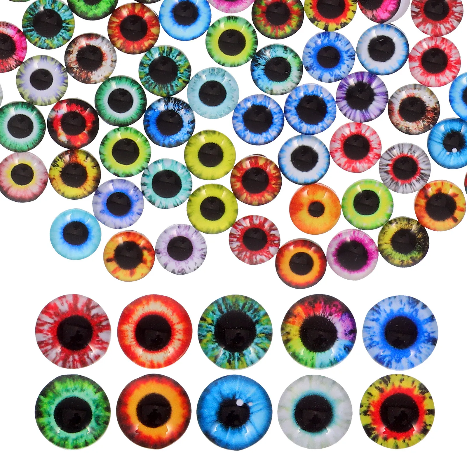 100 Pcs Eyeballs Cabochon Animal Eyes Bear Beads for Jewelry Making Animals Crafts Glass Patches