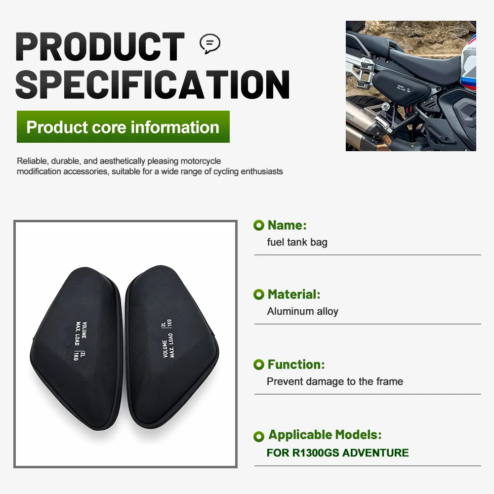 Fit For BMW R1300GS Adventure 2L Side Fuel Tank Storage Bag Max Load 1KG Waterproof Side Tool Bag