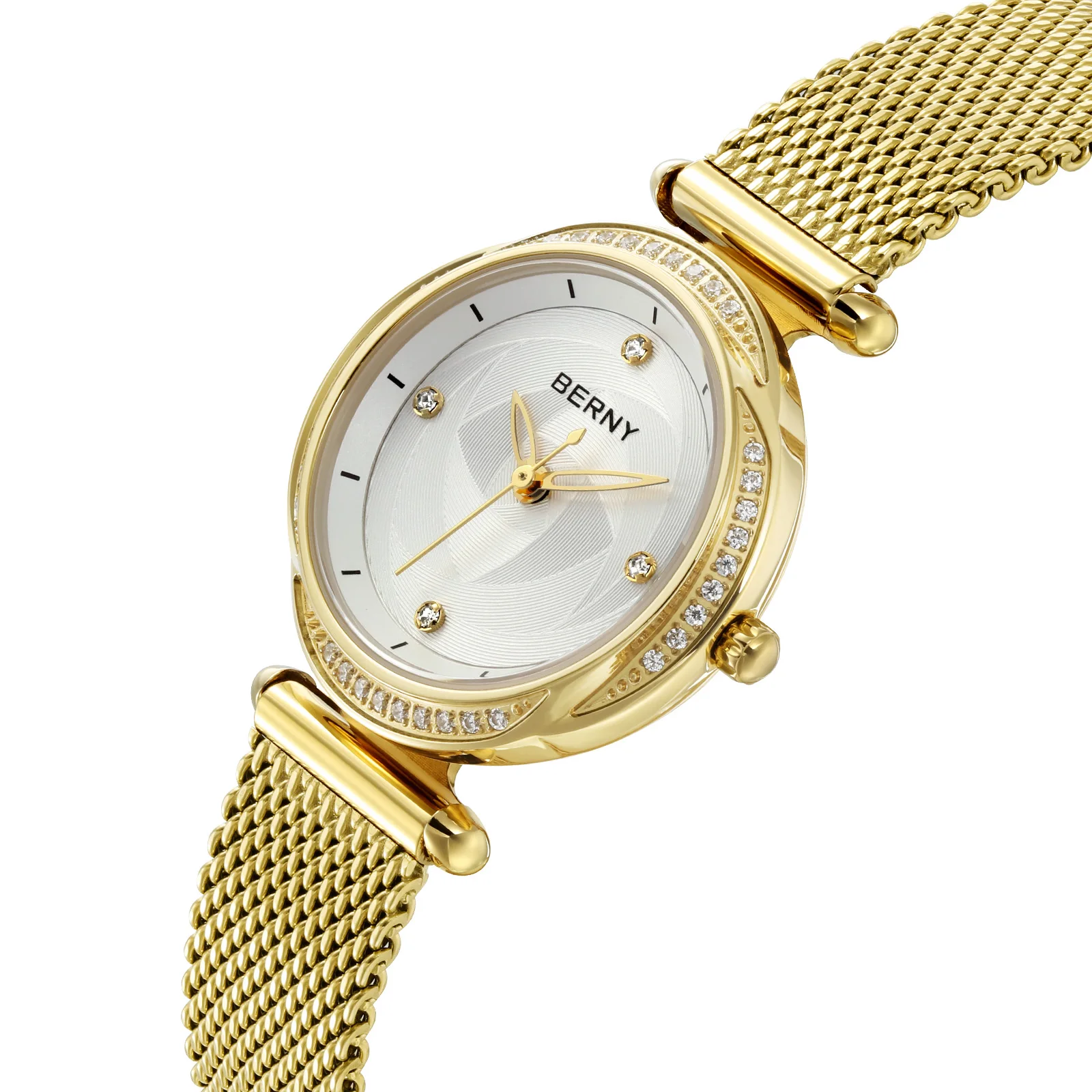 berny-quartz-gold-women's-watch-exquisite-sapphire-lens-waterproof-stainless-steel-mesh-strap-luxury-diamond-women-wristwatch