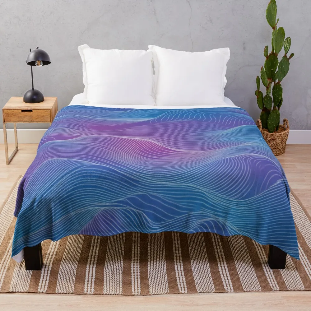 Flow of Life: Japanese Wave Pattern Seigaiha Throw Blanket Single Plaid on the sofa Blankets