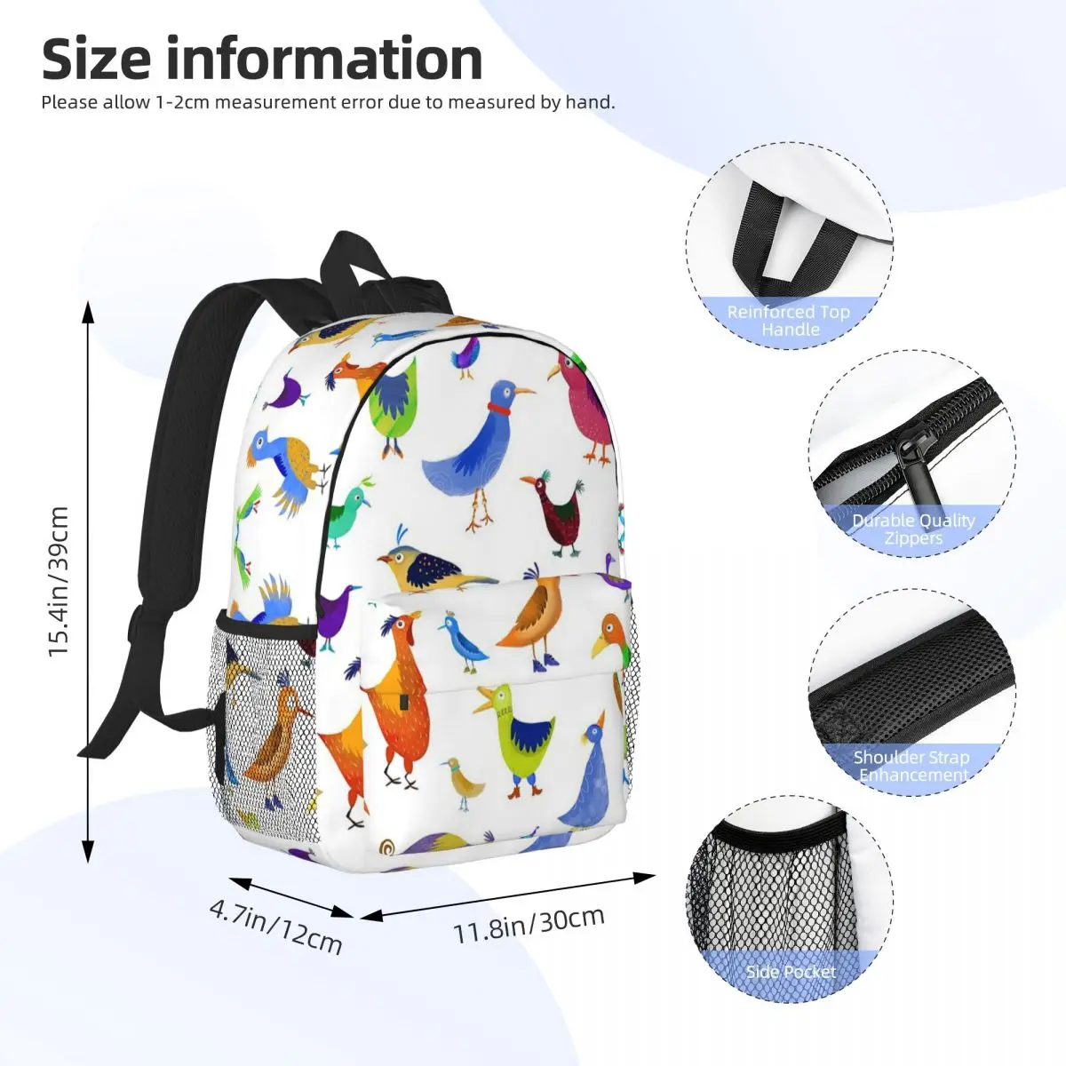 Funny Birds With Shoes Backpacks Boys Girls Bookbag Casual Students School Bags Travel Rucksack Shoulder Bag Large Capacity