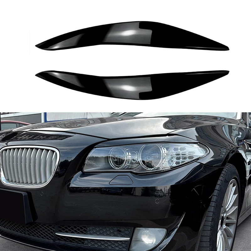 For BMW 5 Series F10 F11 F18 535i 525i 520i 530i Car Headlight Eyebrow Eyelid Lamp Light Eyebrows Gloss Black 11-17 Accessories