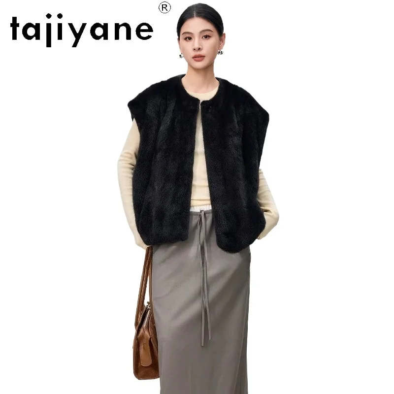 TAJIYANE 100% gilet de fourrure de vison naturel femme luxe sans manches réel manteaux de fourrure de haute qualité hiver femmes vêtements 2025 шуба ж Döncud